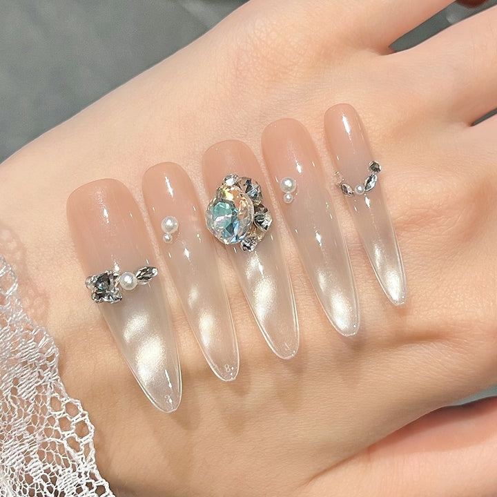 Luxury Crystal-Studded Press-On Nail Extensions Bowlift