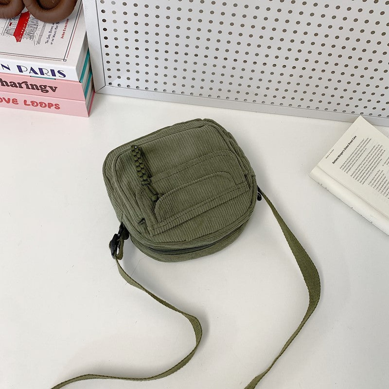 Compact Corduroy Crossbody Bag Bowlift