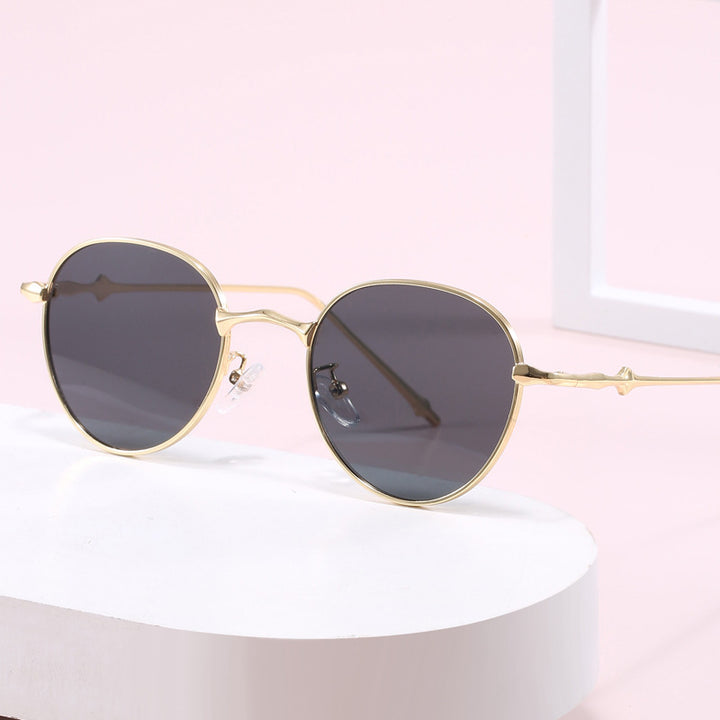 Ladies elegant round sunglasses with stylish metal frame Bowlift