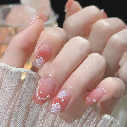 Floral Design Press-On Nails Bowlift