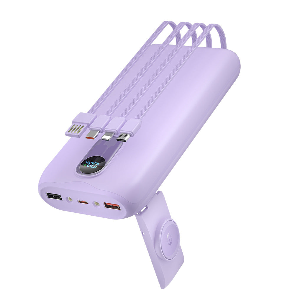 Portable power bank with integrated charging cables and LCD screen Bowlift