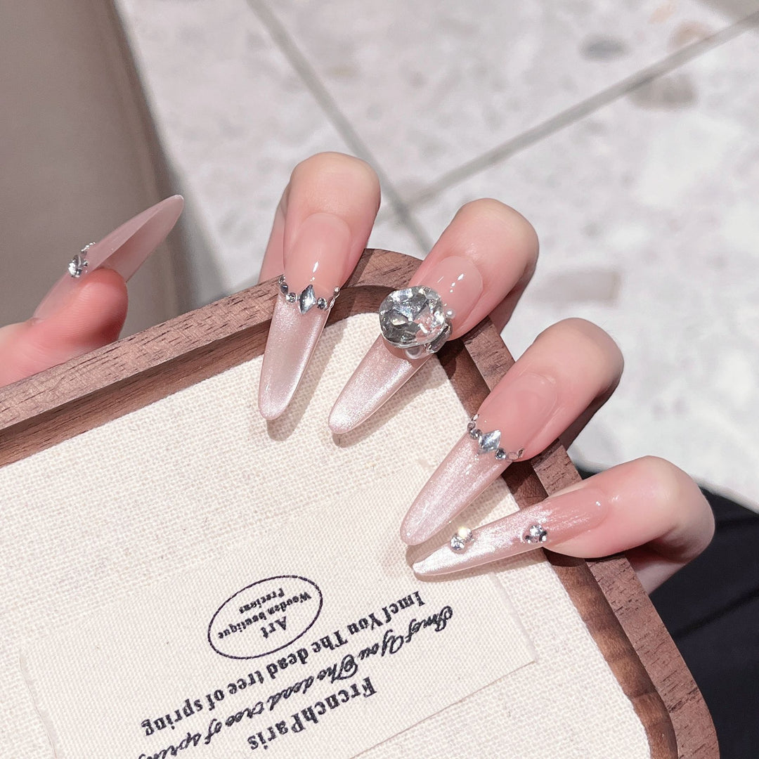Luxury Glittery Stiletto Nail Extensions Bowlift