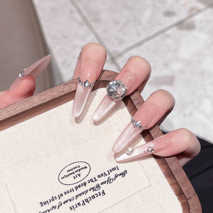 Luxury Glittery Stiletto Nail Extensions Bowlift