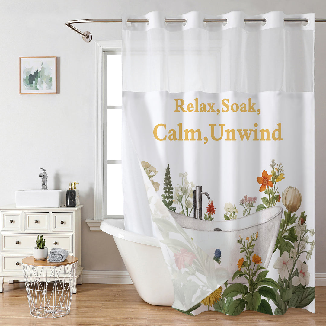 Botanical Floral Art Shower Curtain Bowlift