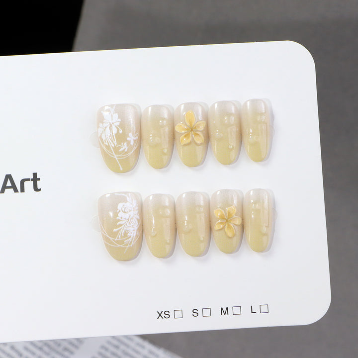 Artistic Floral Design Press-On Nails Bowlift