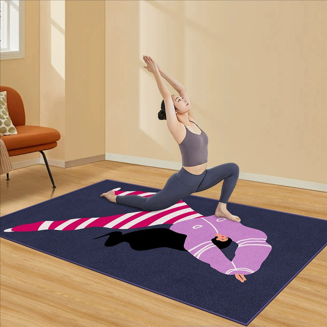 Extra-Thick Non-Slip Printed Yoga Mat with Artistic Illustration Bowlift