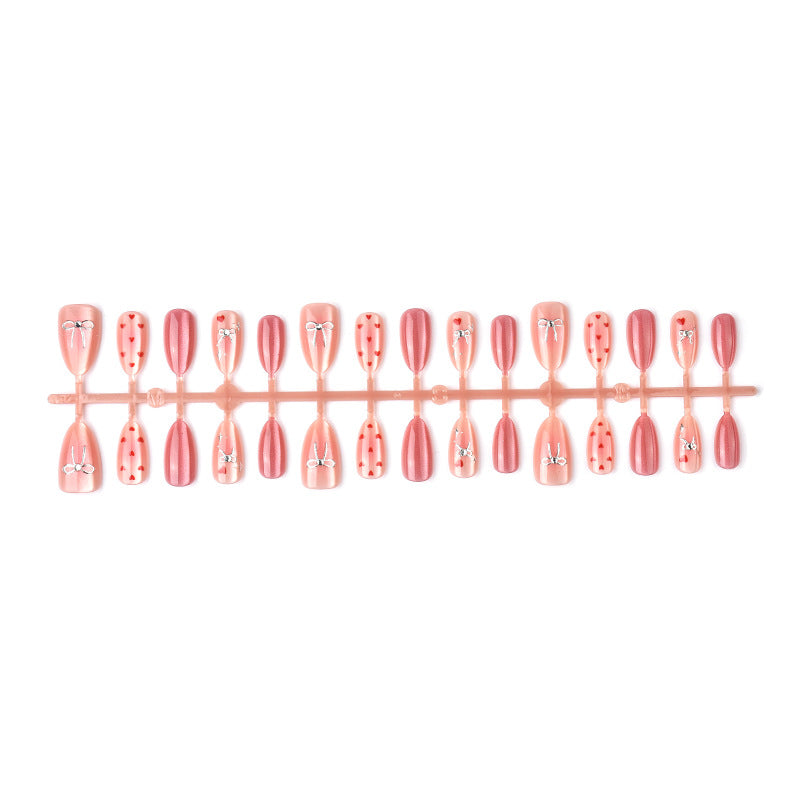 Heart-Themed Artistic Press-On Nail Set Bowlift