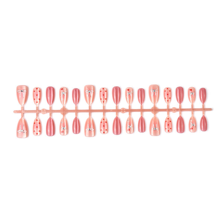 Heart-Themed Artistic Press-On Nail Set Bowlift
