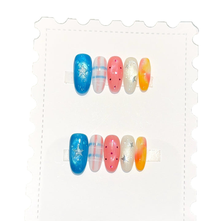 Creative nail art set with glitter and star design Bowlift
