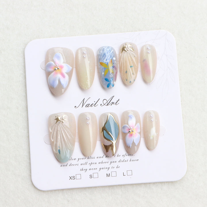 Artistic Floral Nail Design Bowlift