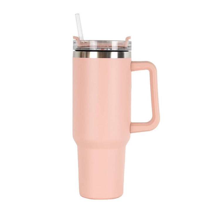 Women High-Quality Thermo Mug with Practical Carrying Handle and Integrated Straw Bowlift