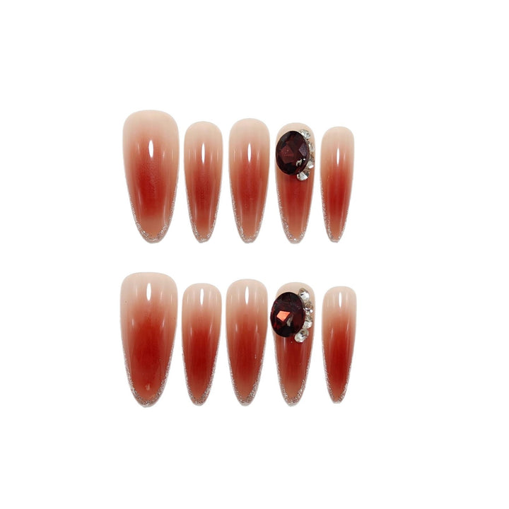 Elegant artificial nails with rhinestone applications Bowlift
