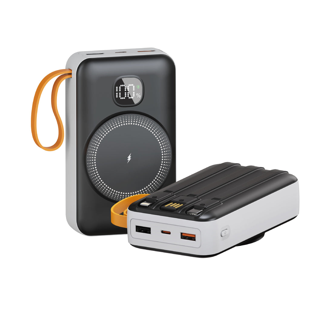 Portable power bank with integrated inductive fast charging function and LED charging status indicator Bowlift