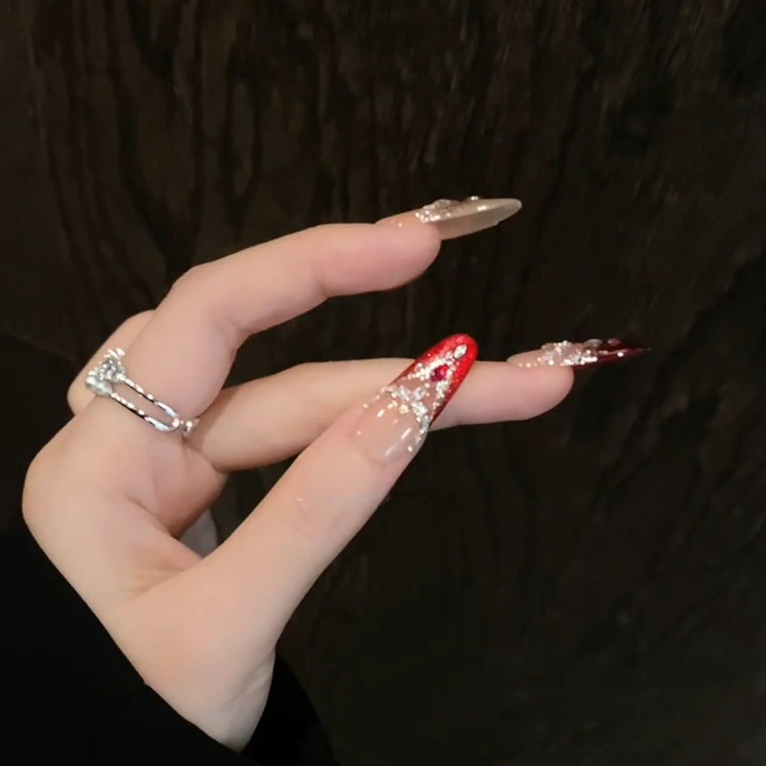 Artificial nail tips with sparkling crystal embellishments Bowlift