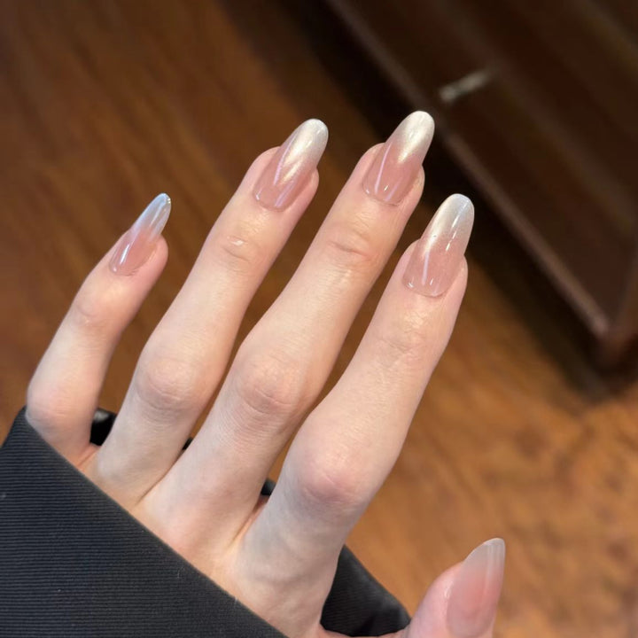 Gradient Almond-Shaped Press-On Nails Bowlift