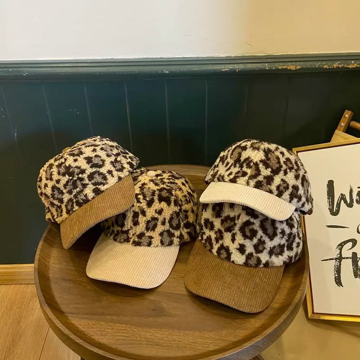 Women's Leopard Print Fleece Baseball Cap Bowlift