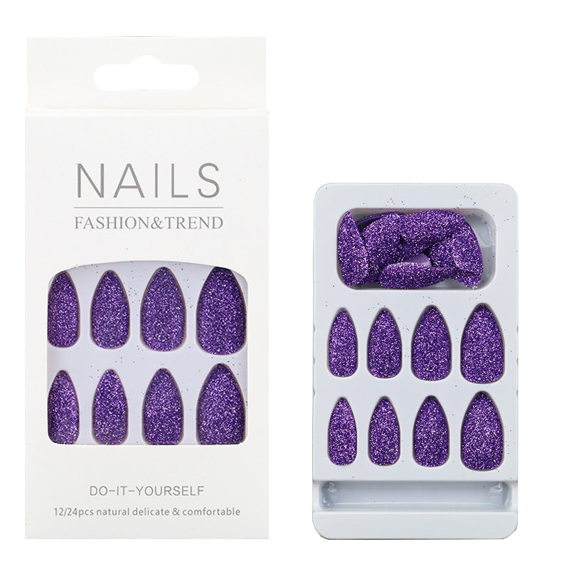 Glittering Almond-Shaped Press-On Nail Tips Bowlift