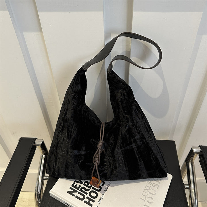 Versatile Velvet Shoulder Bag Bowlift