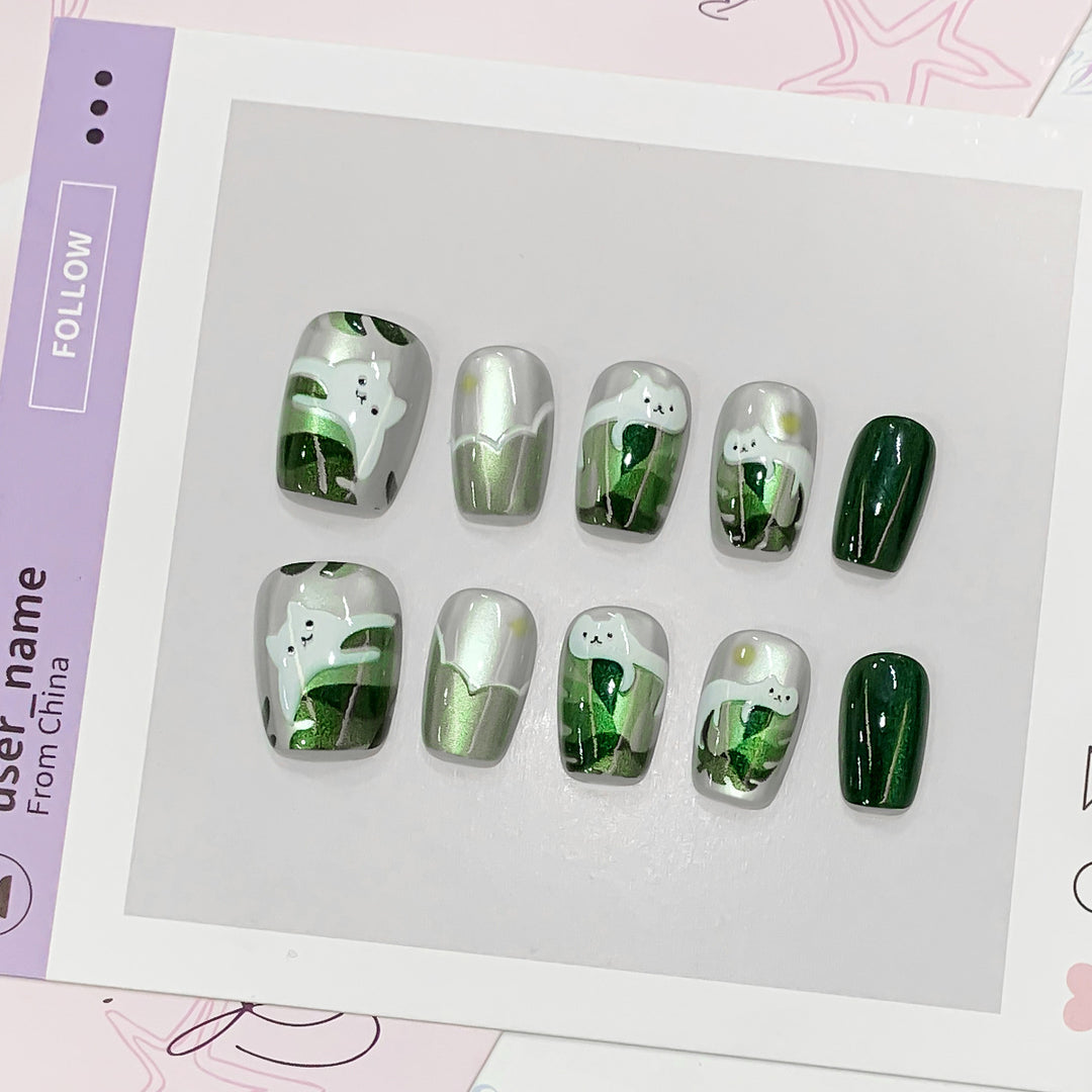 Creative Nail Art Set with Botanical Designs Bowlift