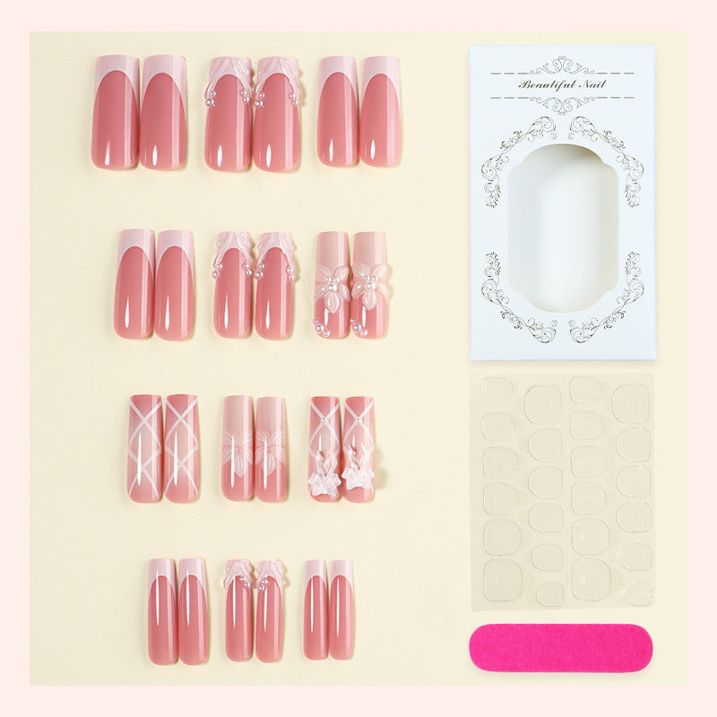 Elegant Press-On Nail Collection with Floral Accents Bowlift
