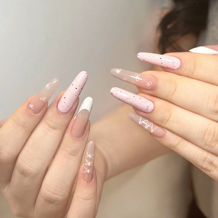 Themed Nail Art Press-On Nails with Cute Character and Bow Designs Bowlift