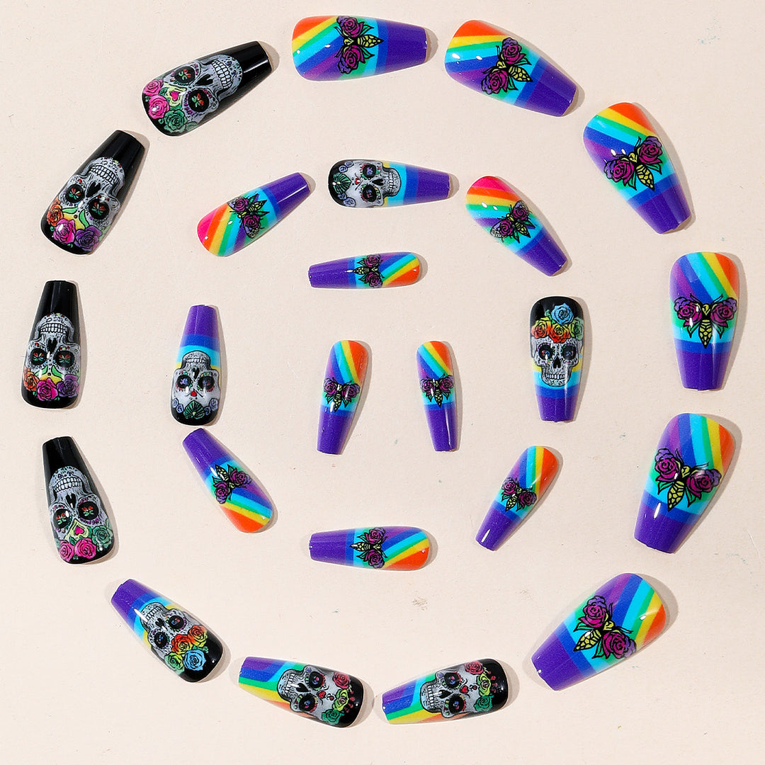 Skull-Themed Artistic Nail Art Extensions Bowlift