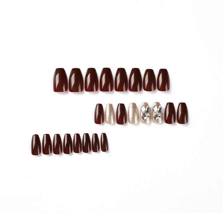 Artfully designed Gel nails with rhinestone decorations Bowlift
