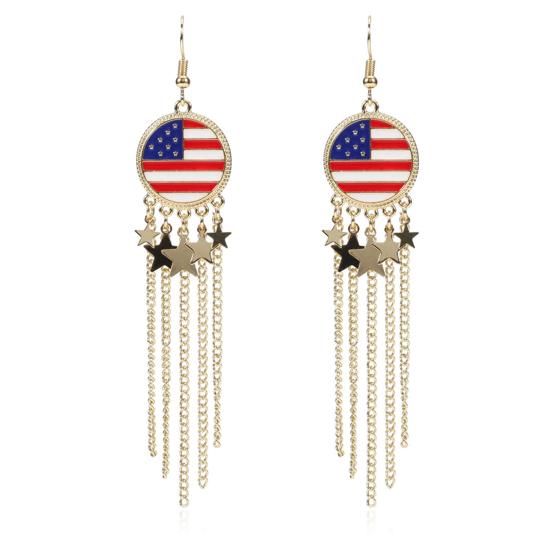 Women’s dangling earrings with enameled medallion and pearl fringes Bowlift
