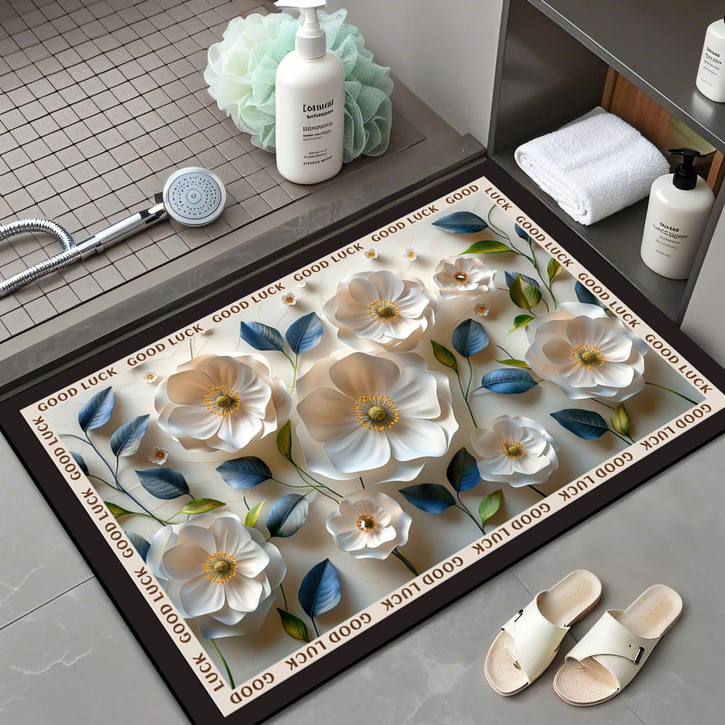 Floral Patterned Bath Mat Bowlift