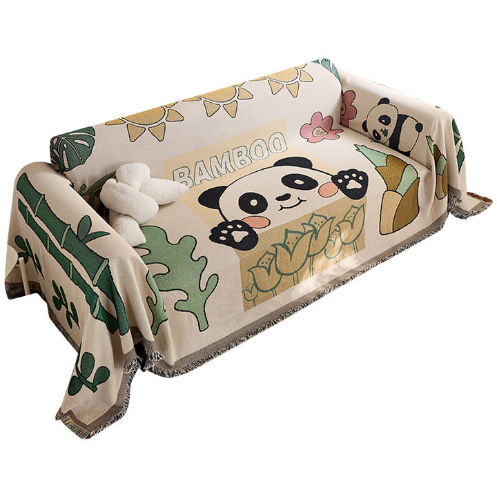 Playful Cartoon Print Sofa Throw Blanket
