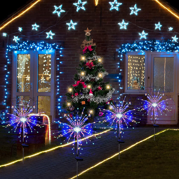 Sparkler-Style Solar LED Garden Stake Lights With Dynamic Firework Effect Bowlift