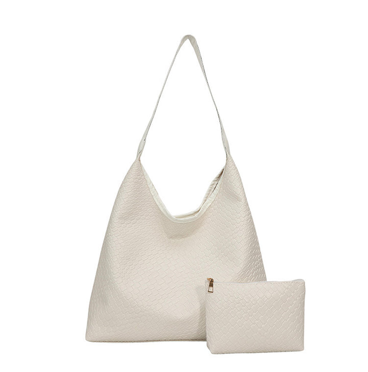 Sleek Textured Leather Hobo Handbag Bowlift