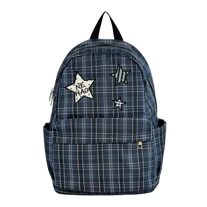 Stylish Plaid Patterned Backpack Bowlift