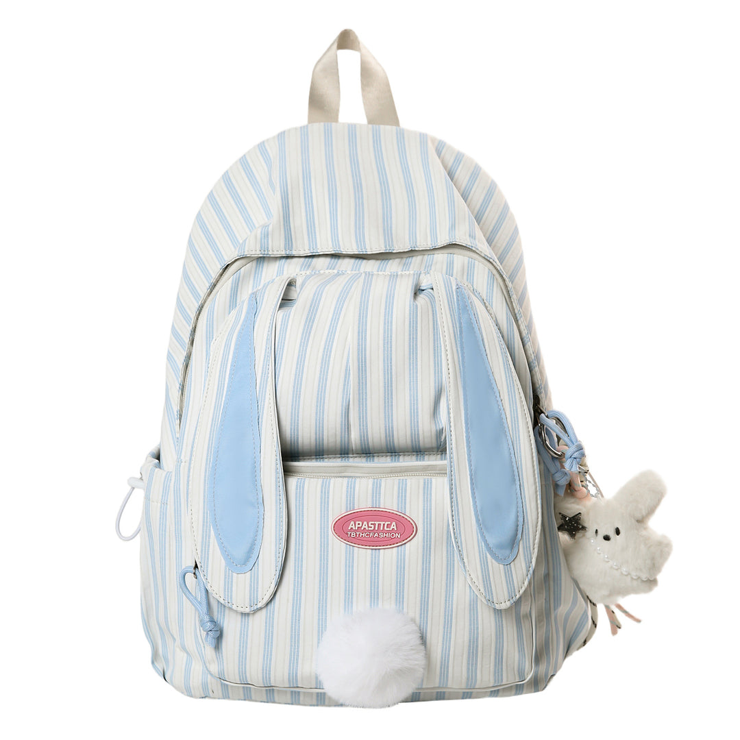 Cute Bunny Ears Striped School Backpack Bowlift