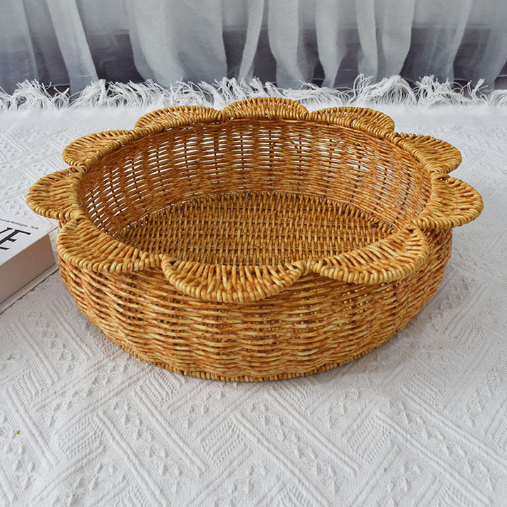 Decorative Woven Flower-Shaped Basket Bowlift