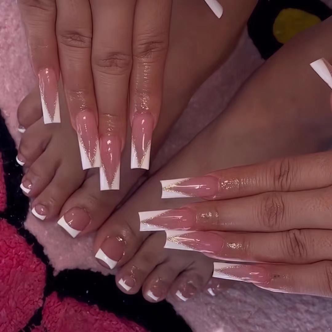 Decorative French Tip Nail Art Extensions Bowlift