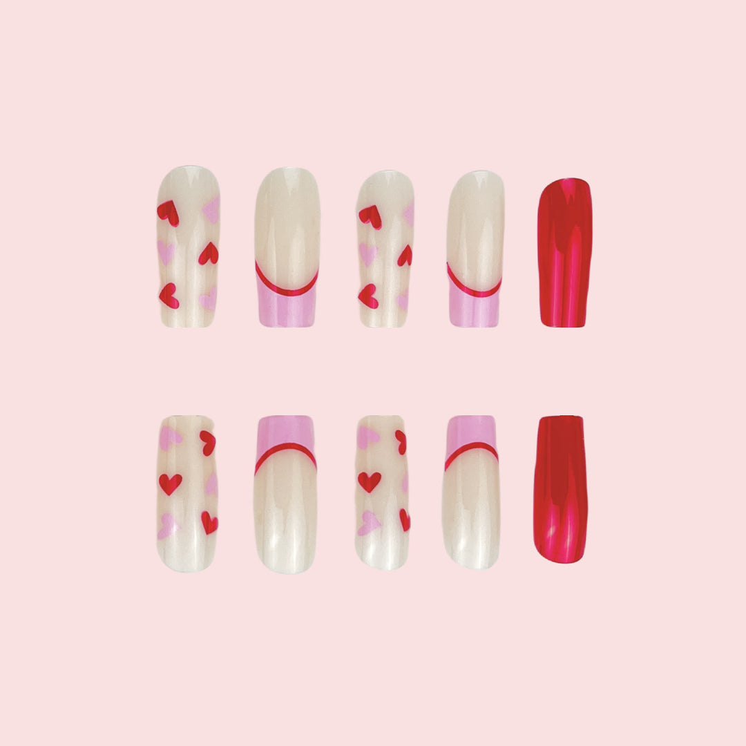 Heart-Themed Gel Nail Extensions Bowlift