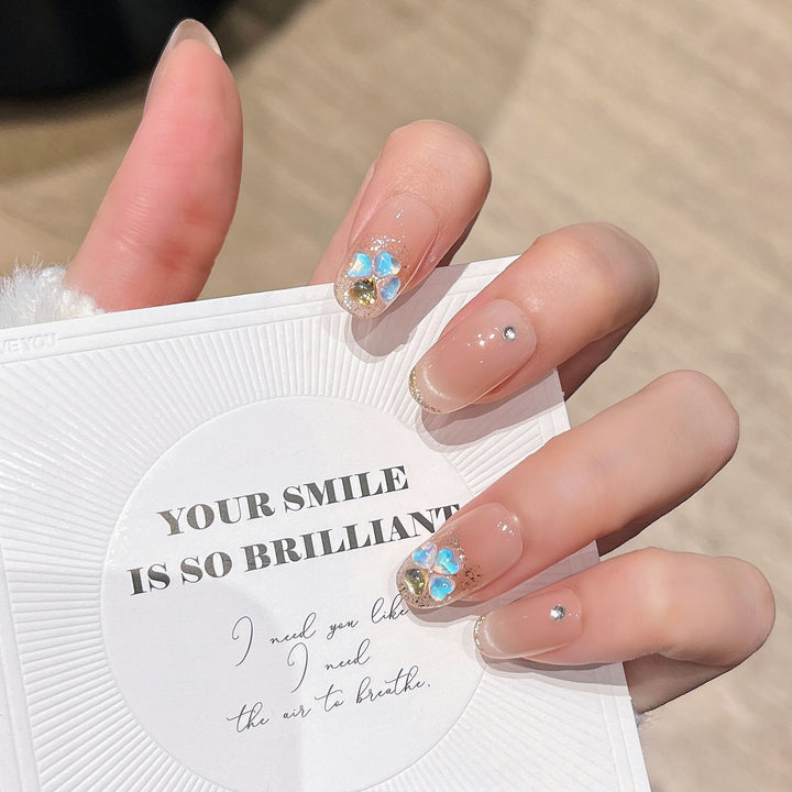 Artistic Gem-Accented Press-On Nail Extensions Bowlift