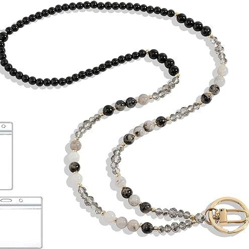 Beaded Lanyard with Retractable ID Holder Bowlift