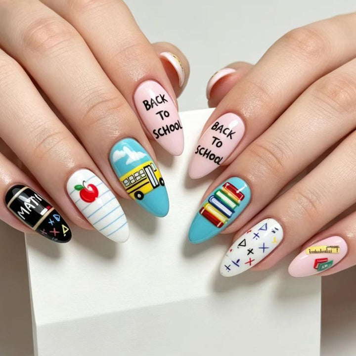 Art Nails with Creative School Motif Bowlift