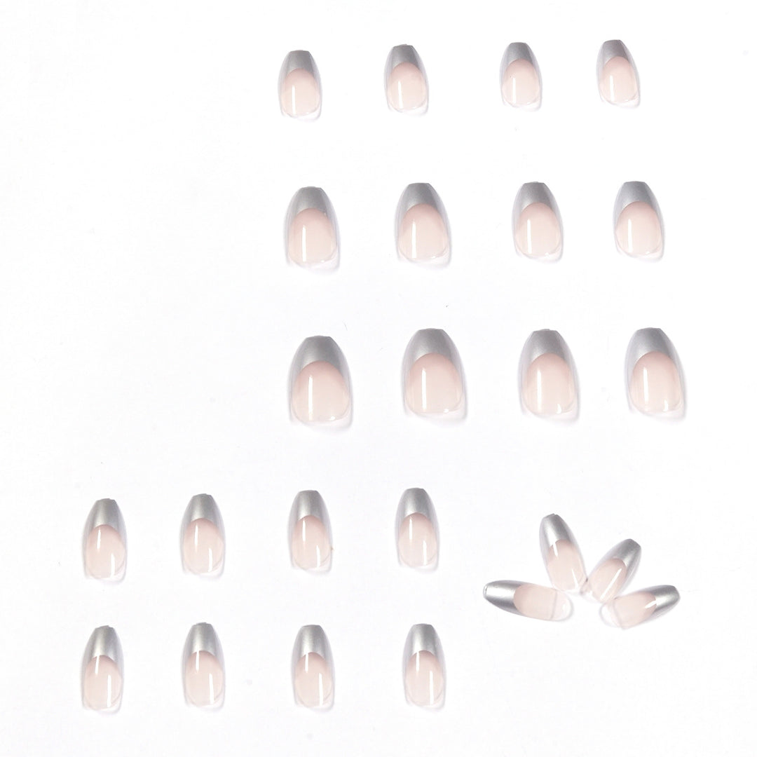 Artificial stiletto nails with glitter accents and elegant French tip Bowlift