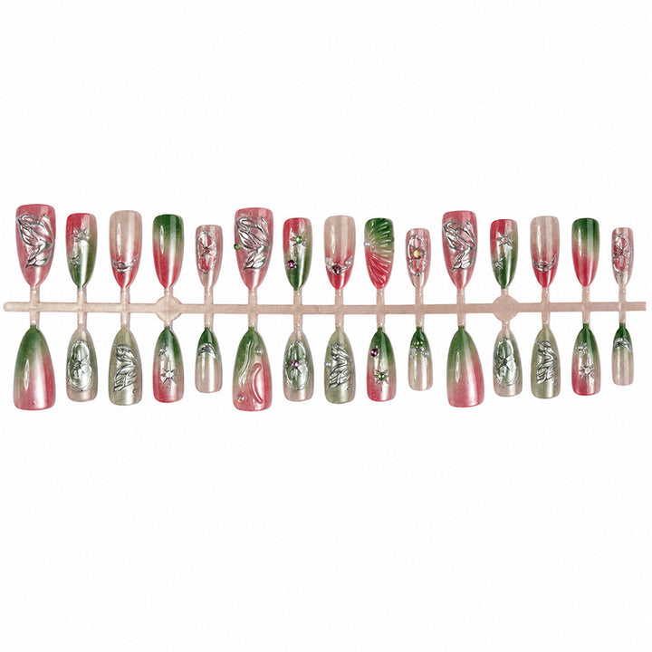 Decorative Press-On Nail Art Set with Botanical Inspirations Bowlift