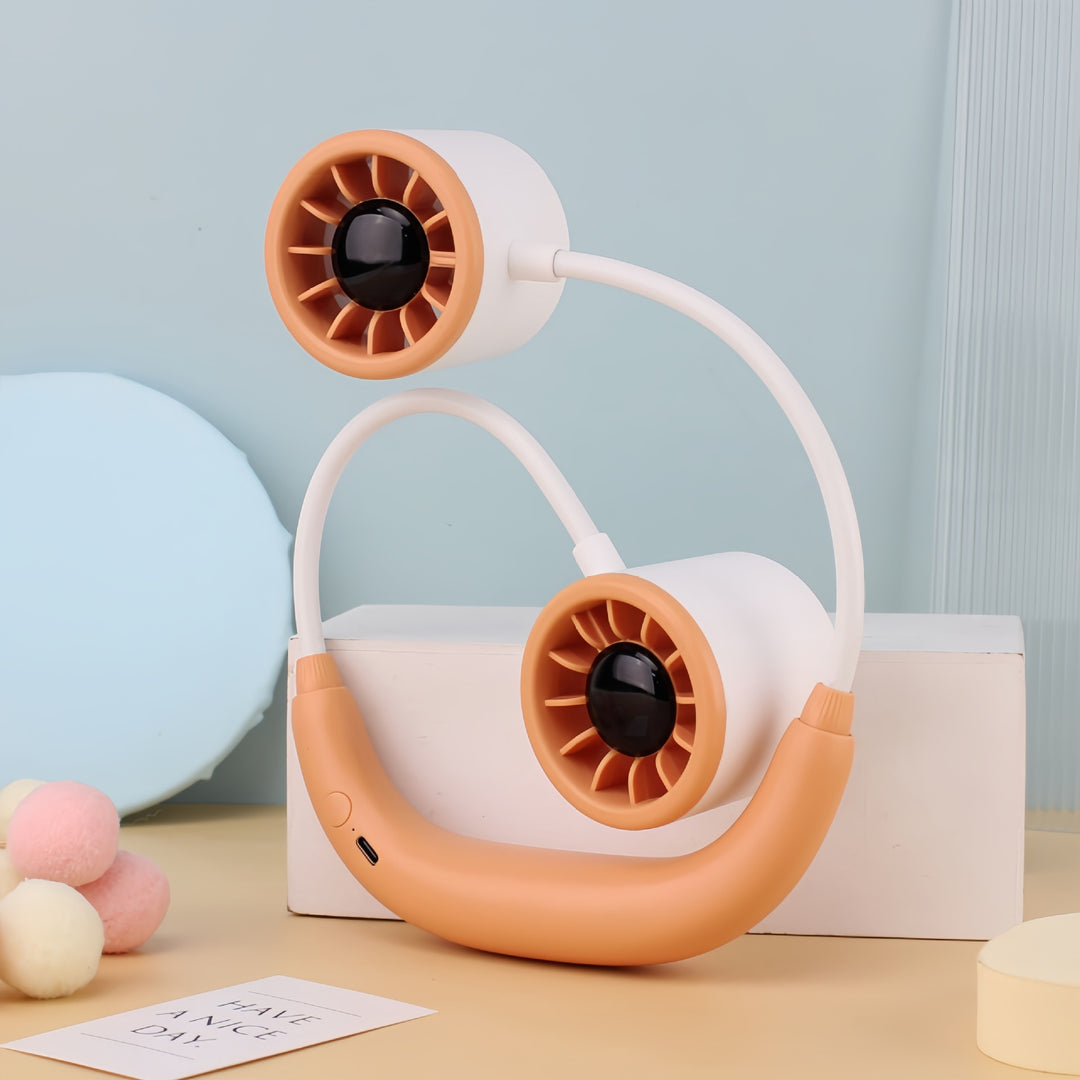 Ladies portable neck fan with dual cooling fan Bowlift