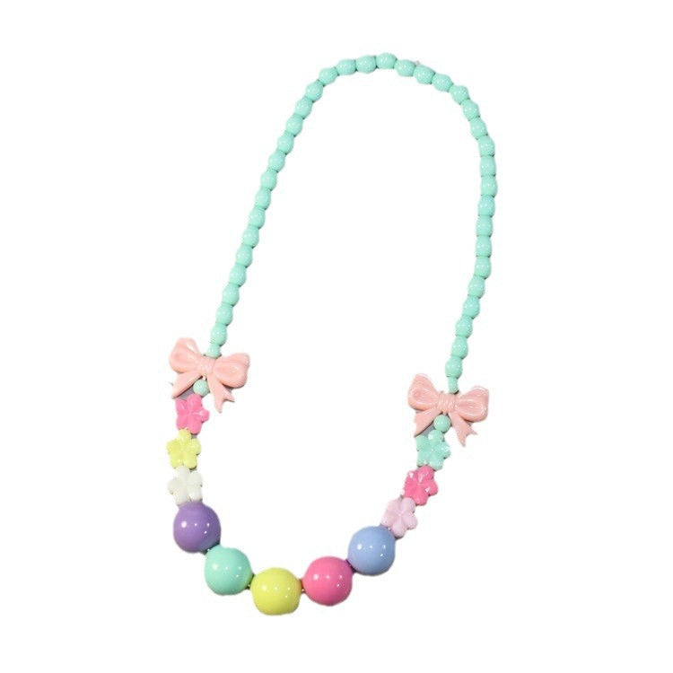 Colorful pearl necklace with floral elements Bowlift