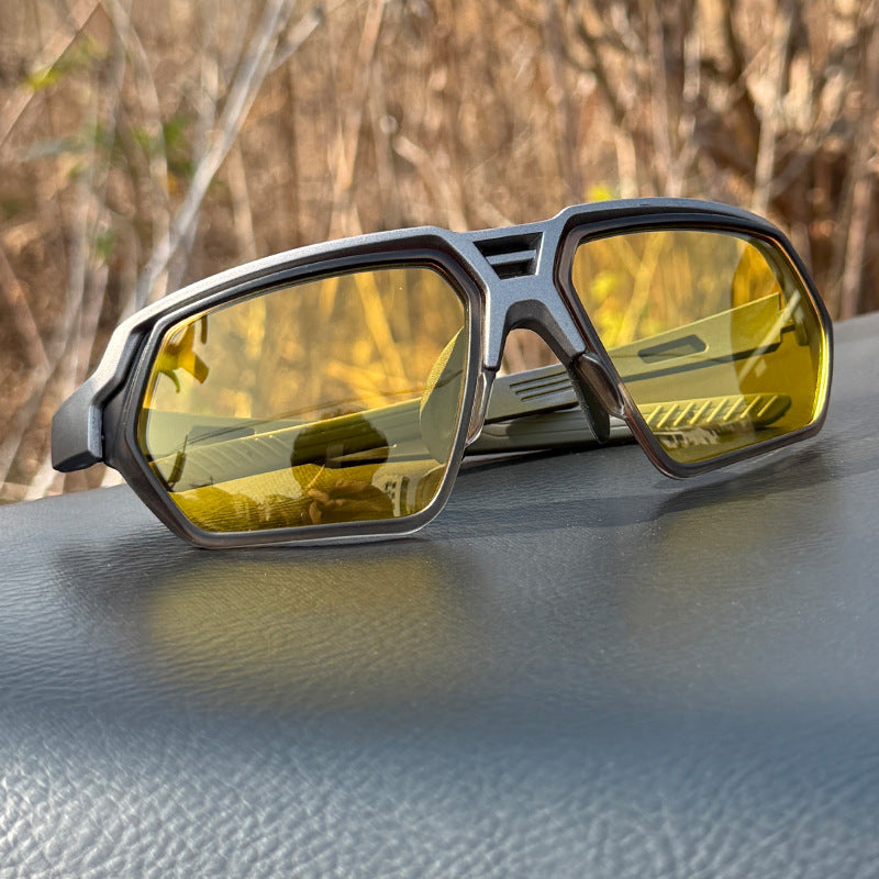 Photochromic Polarized Sports Sunglasses with Night-Enhancing Lenses and Tactical Wrap Frame Bowlift