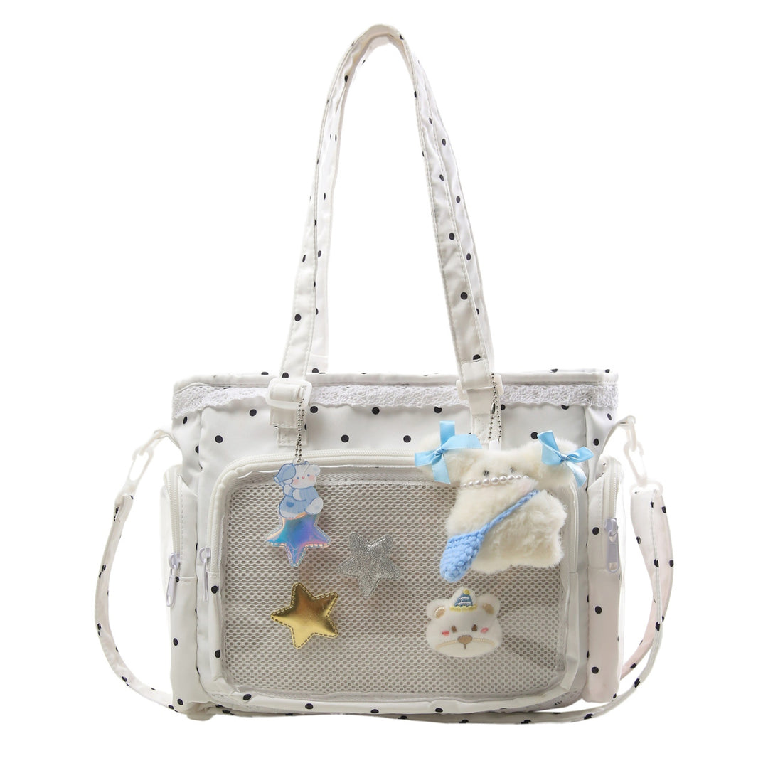 Handbag with Transparent Compartment Division and Playful Application Design Bowlift