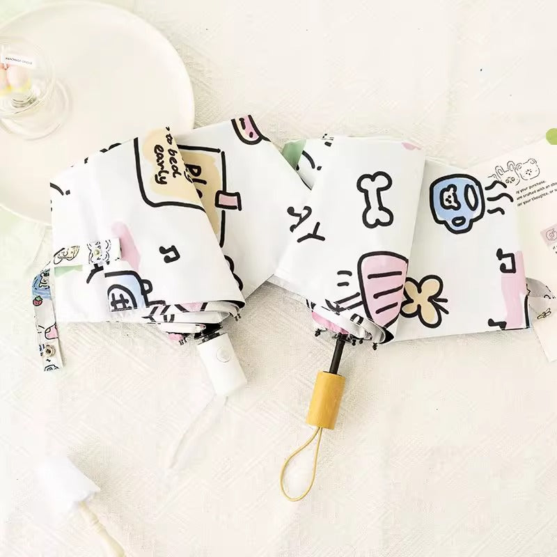 Women Automatic Mini Umbrella with Vibrant Animal Design Bowlift