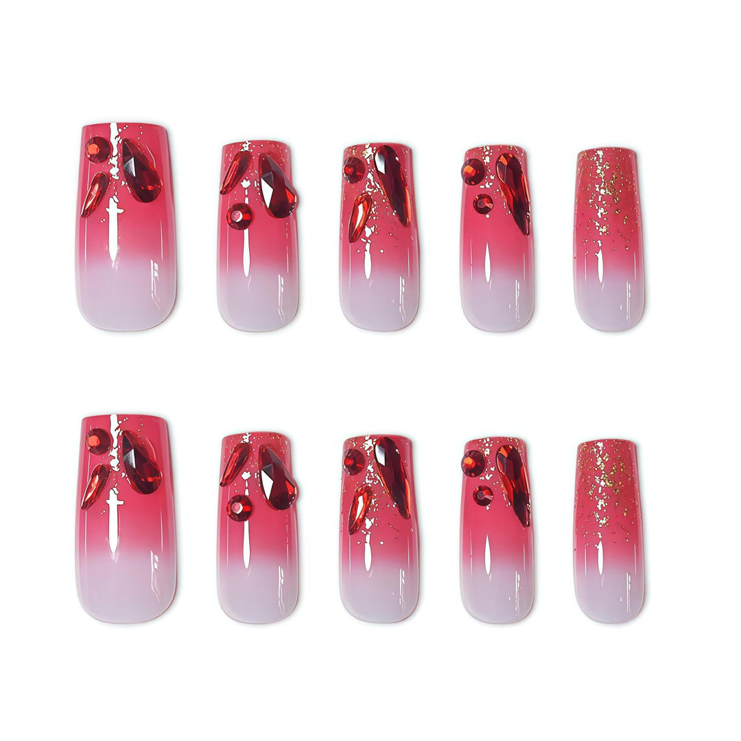 Elegant 3D Gemstone Press-On Nail Art Bowlift
