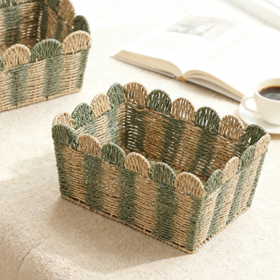 Decorative storage basket made of woven material Bowlift