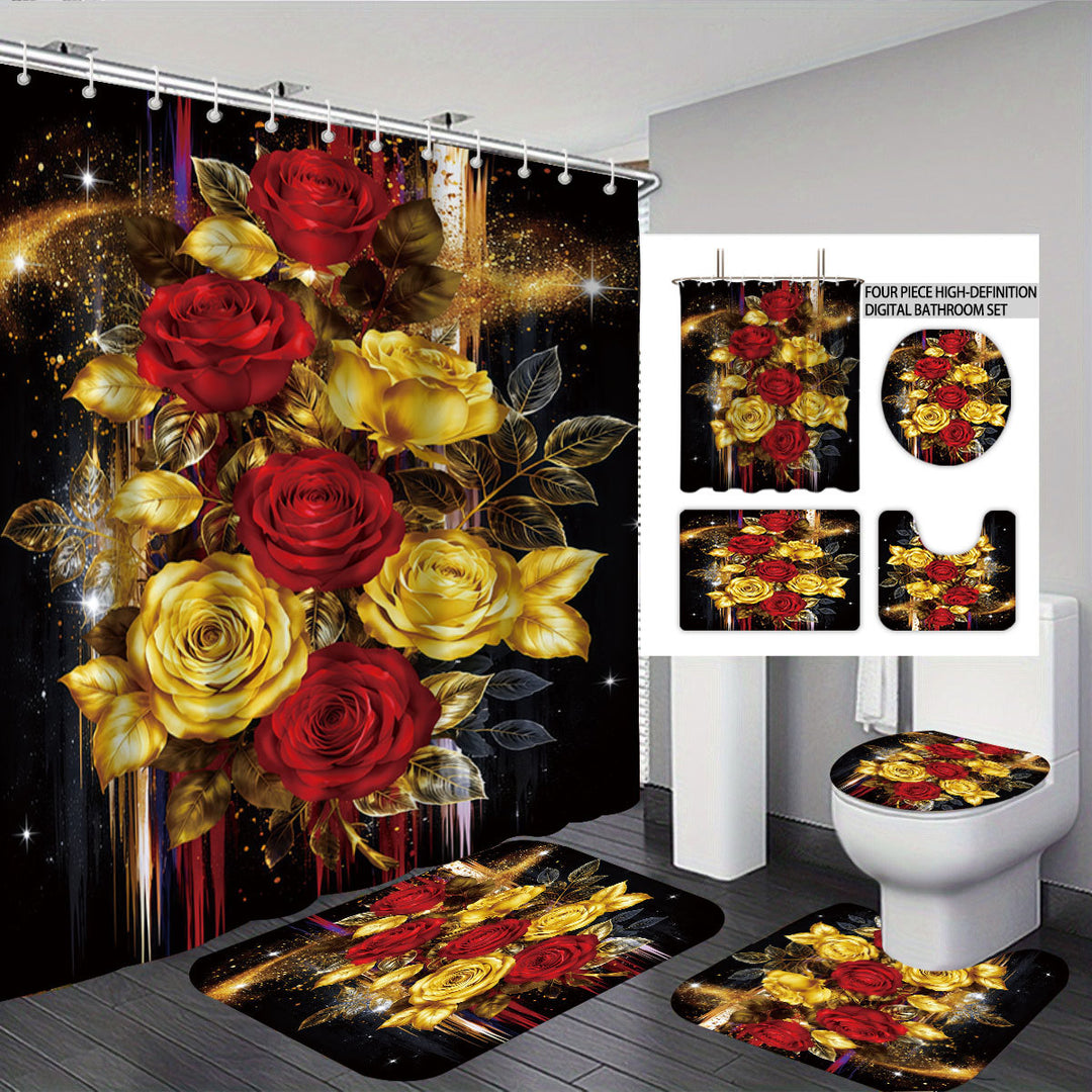 High-Definition Leopard-Themed Four-Piece Bathroom Set Bowlift